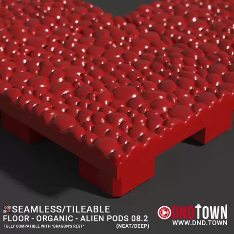 3D Modular Dungeon Tile: Floor - Organic - Alien Pods 8.2 (NEAT/DEEP) - DnD Town Minis (www.dnd.town) by TTR.Town