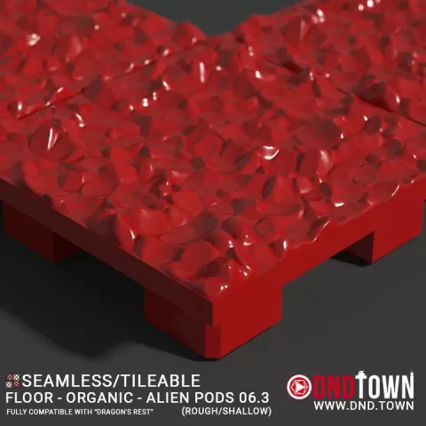 3D Modular Dungeon Tile: Floor - Organic - Alien Pods 6.3 (ROUGH/SHALLOW) - DnD Town Minis (www.dnd.town) by TTR.Town