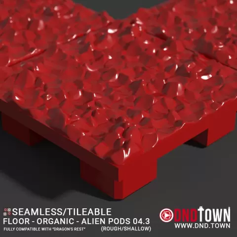 3D Modular Dungeon Tile: Floor - Organic - Alien Pods 4.3 (ROUGH/SHALLOW) - DnD Town Minis (www.dnd.town) by TTR.Town