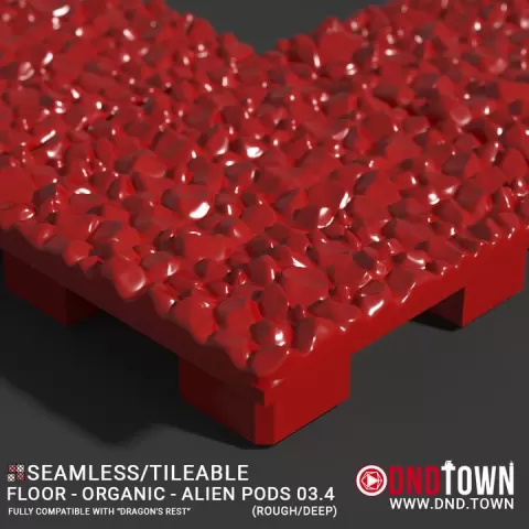 3D Modular Dungeon Tile: Floor - Organic - Alien Pods 3.4 (ROUGH/DEEP) - DnD Town Minis (www.dnd.town) by TTR.Town
