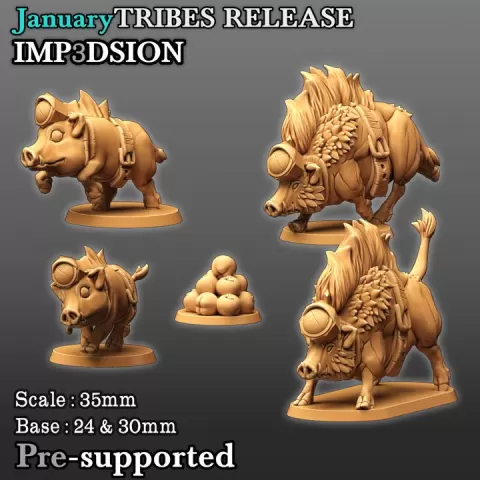 Tammed boars (5 miniatures) by Imp3dsion