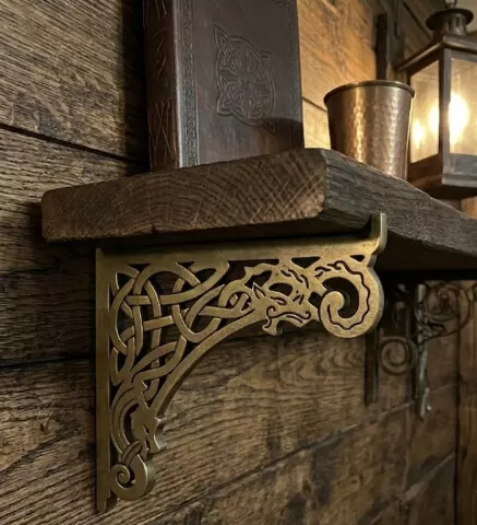 Viking Celtic Shelf Bracket — Norse Dragon & Knotwork