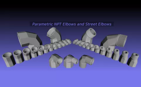 Parametric Pipe Elbows & Street Elbows (SCAD + STL)