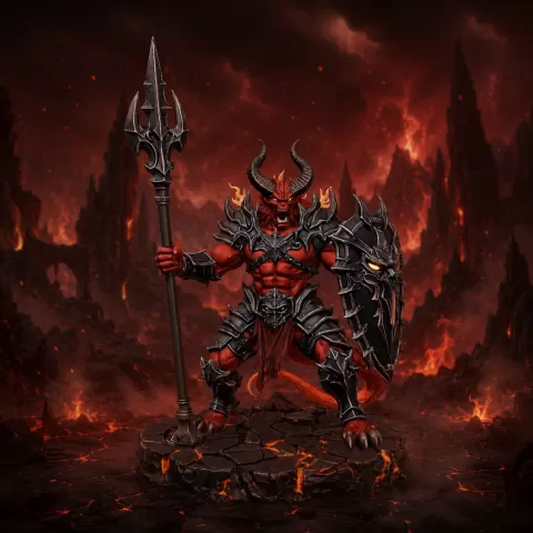 Vhorlath Realms – Demon – Hellspire Wardspear (Dark Fantasy 3D Printable Miniature STL)