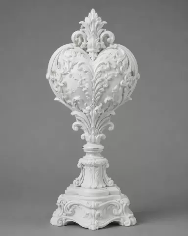 Barocke Herzskulptur auf Podest - Baroque heart sculpture on podium