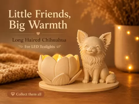 Long Haired Chihuahua Led Tealight Holder