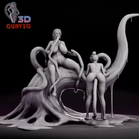 NSFW Tentacle Hentai Sex Diorama - Two Nude Girls Monster Fuck 3D Print Model