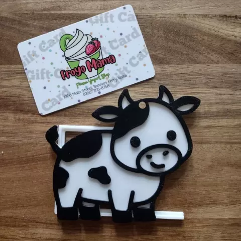 Cow Gift Card Holder STL File for Single Color Printer with Commercial License by Brianna N.
