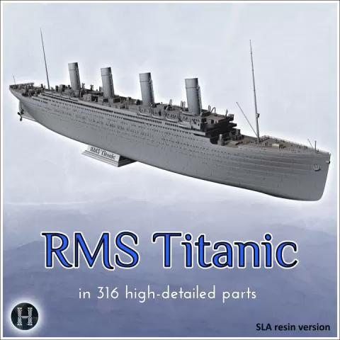 RMS Titanic British ocean liner (316 high-detailed parts) (SLA version) - White Star Line Transatlatic Ship 1912 Disaster sinking shipwreck by Hartolia Miniatures