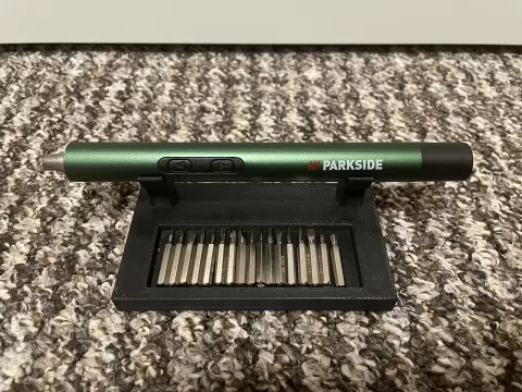 electric screwdriver holder w bits (parkside)