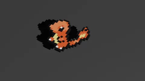 Charmander Pixel Art - Voxel 3D Model - Printable STL