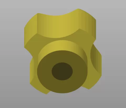 Knob Head with 1 inch diameter, 7/16 inch nut or bolt, 1/4 inch hole, 1/4 inch foot
