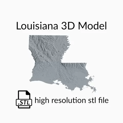 USA State of Louisiana Topographic Map - 3D Terrain Elevation - Relief Map - Topography of Louisiana by Robin Schmezko
