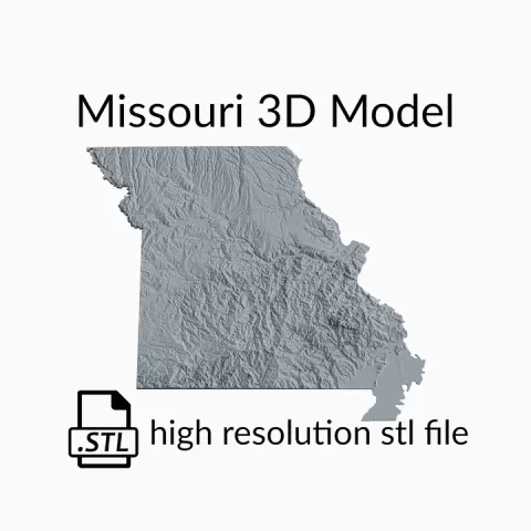 USA State of Missouri Topographic Map - 3D Terrain Elevation - Relief Map - Topography of Missouri by Robin Schmezko