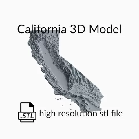 USA State of California Topographic Map - 3D Terrain Elevation - Relief Map - Topography of California by Robin Schmezko