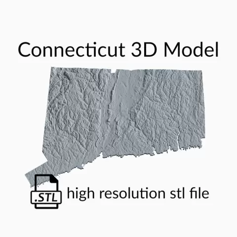 USA State of Connecticut Topographic Map - 3D Terrain Elevation - Relief Map - Topography of Connecticut by Robin Schmezko