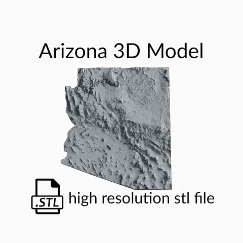 USA State of Arizona Topographic Map - 3D Terrain Elevation - Relief Map - Topography of Arizona by Robin Schmezko