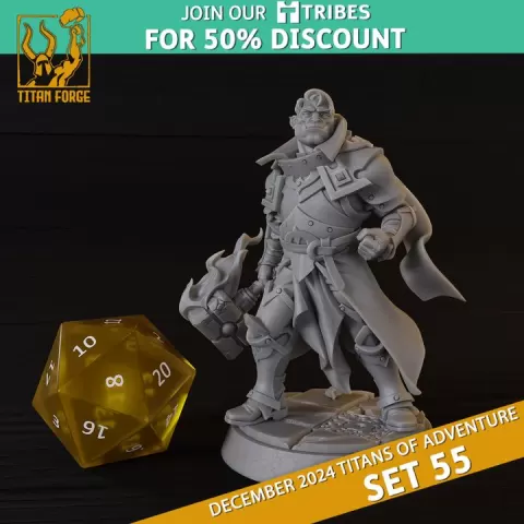 Half-Orc Male Paladin - DnD Hero Characters - Titans of Adventure Set 55 by Titan Forge Miniatures