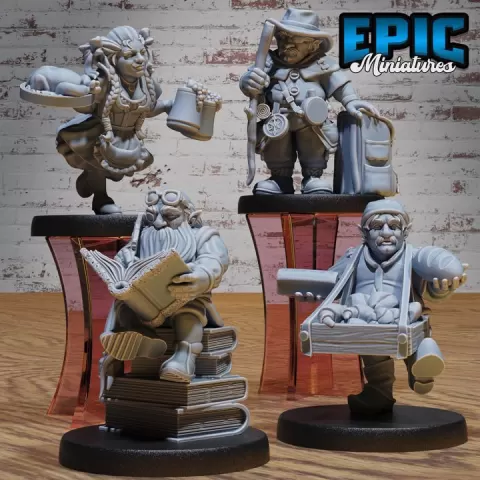 Halfling Villager Set A / Hard Worker / Small Humanoid Race / Curious Settler / Mysterious Colonist / Brave Fighter / Village Encounter by Epic-Miniatures