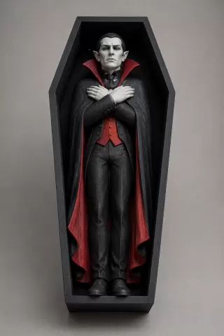 Vampirische Figur im Sarg - Vampiric figure in the coffin