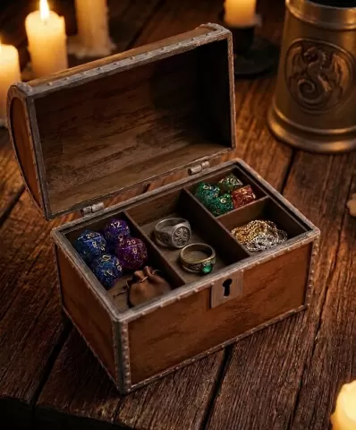 fantasy chest-D&D dice box/jewelry organizer (whit compartments-snap fit)