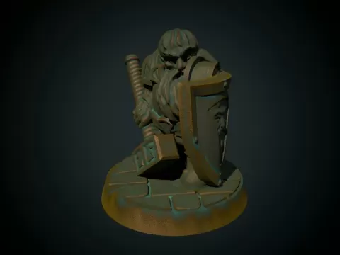 Dwarf Paladin 28mm (supportless, FDM friendly)
