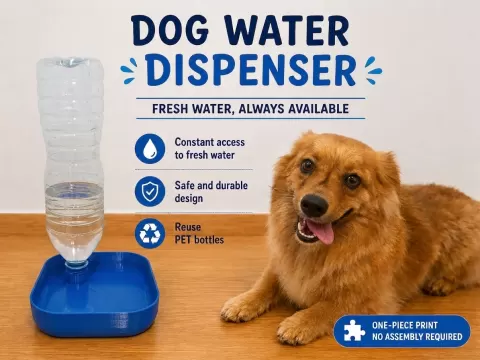 Automatic water dispenser for dogs and other pets.