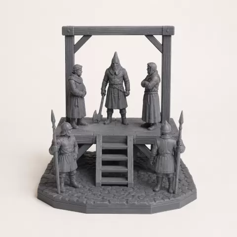 Mittelalterliche Galgen-Diorama Miniatur