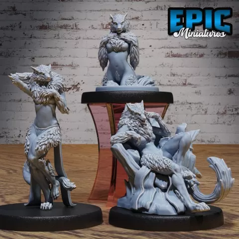 Werewolf Female Set / Woman Wolf Hybrid / Chaotic Humanoid / Dire Wolf / Hound Beast / Were Canine / Jackal Monster / Evil War Dog / Undead Shapechanger by Epic-Miniatures