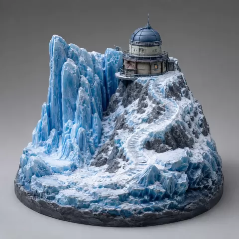 Miniature arctic observatory diorama