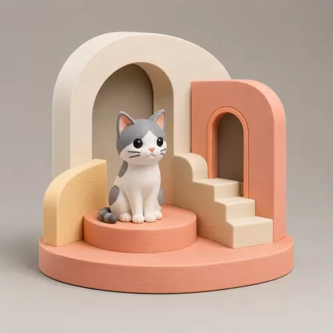 cat on the podium