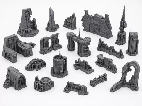 Sci-Fi Ruinen und Barrikaden - Sci-Fi ruins and barricades
