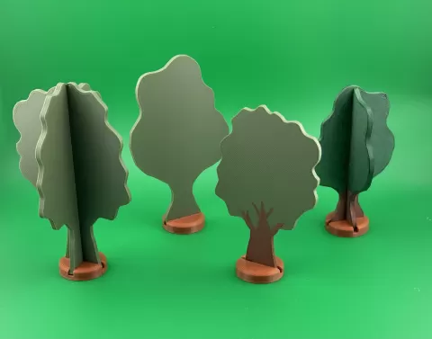 Oak Tree Pair - One or Two Piece Plate style with Base - Simple Forest Decor