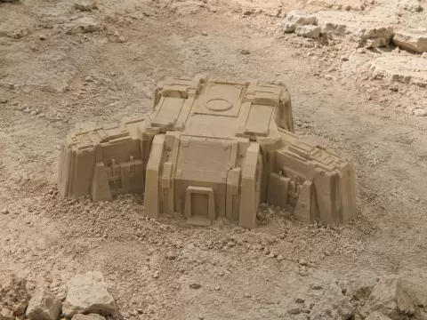 Futuristische Festung in felsiger Landschaft - Futuristic fortress in rocky landscape