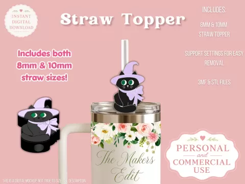 Witch Cat Straw Topper