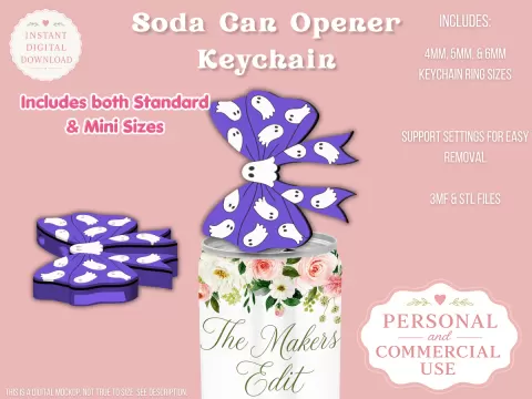Mini Ghost Coquette Bow Can Tab Opener