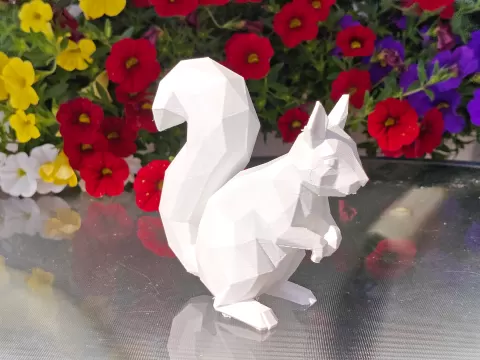 Geometric Low Poly Squirrel Figurine