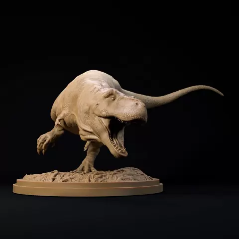 Tyrannosaurus chasing dinosaur 32mm scale - pre-supported dinosaur companion by Dino and Dog