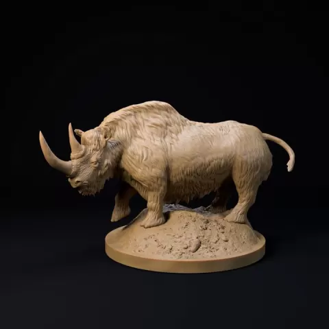 Woolly rhinoceros 32mms cale - pre-supported prehistoric animal companion by Dino and Dog