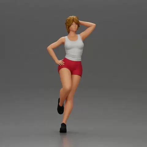Sexy girl with short hair in shorts leaning on a car by 3DGeschaft Miniatures Figures