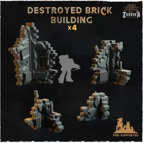 Destroyed brick building - Basing Bits 2.0 by Zabavka Workshop