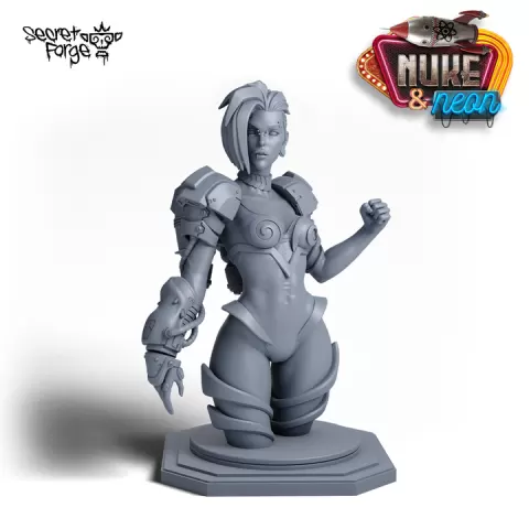 [Neon Bust Pack] Nuke and Neon retro sci-fi and cyberpunk pinup 75mm and 120mm scales by Secret Forge