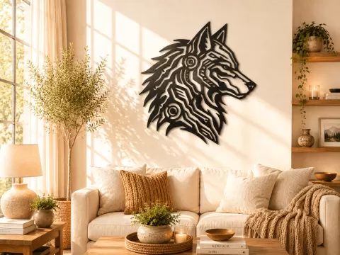 Cyber Wolf Head Wall Art Decor.stl