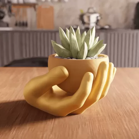 Modular Cupped Hand Planter Vessel