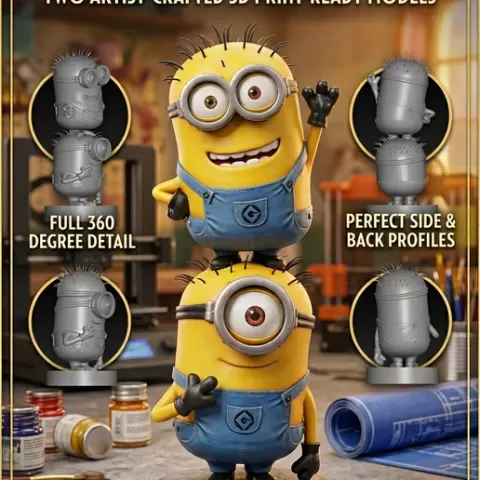 Stacked Minions 3D STL File for FDM Printing - Miniature Cartoon Character Sculpture - Funny Yellow Henchmen Figurine - High Detail Digital Download