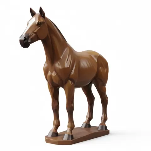 Low Poly horse Animal STL – Geometric Wildlife Sculpture, 3D Print Model, Modern Polygon Animal Figurine