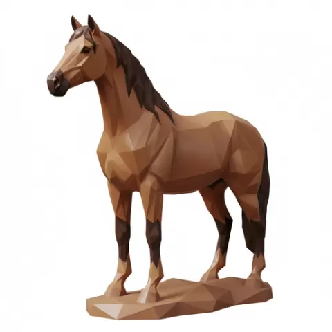 Low Poly andalusian horse Animal STL – Geometric Wildlife Sculpture, 3D Print Model, Modern Polygon Animal Figurine