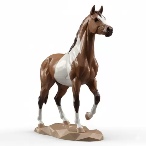 Low Poly arabian horse Animal STL – Geometric Wildlife Sculpture, 3D Print Model, Modern Polygon Animal Figurine
