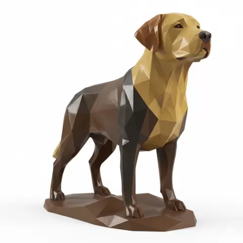 Low Poly labrador retriever Animal STL – Geometric Wildlife Sculpture, 3D Print Model, Modern Polygon Animal Figurine