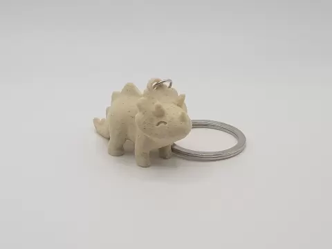 Cute Stylized Triceratops Dinosaur Keychain (Remix)